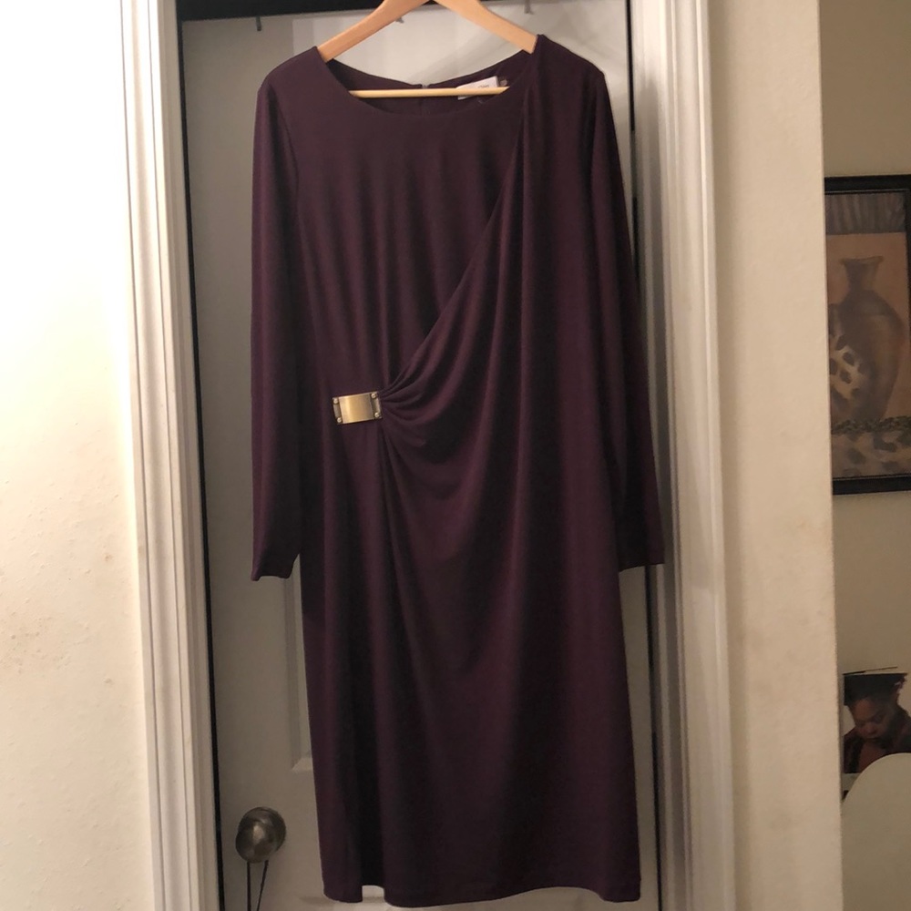 Plum Wrap Dress with Rouching
